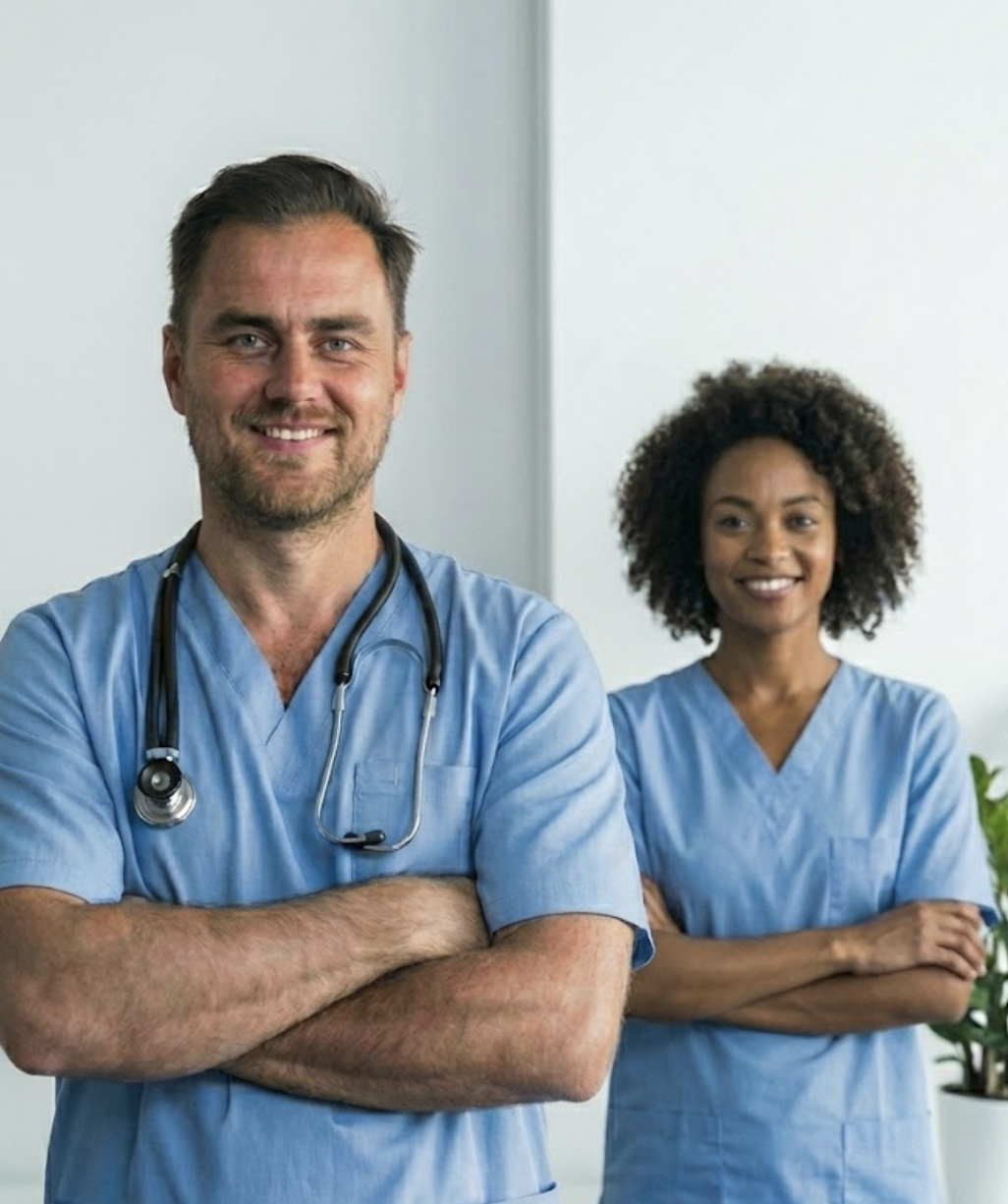 Team of smiling doctors